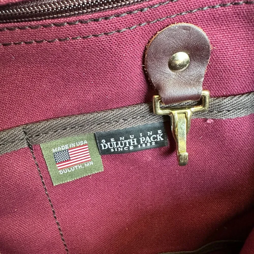 Duluth Pack Entrepreneur Briefcase Bag Burgundy Canvas & Brown Leather RARE